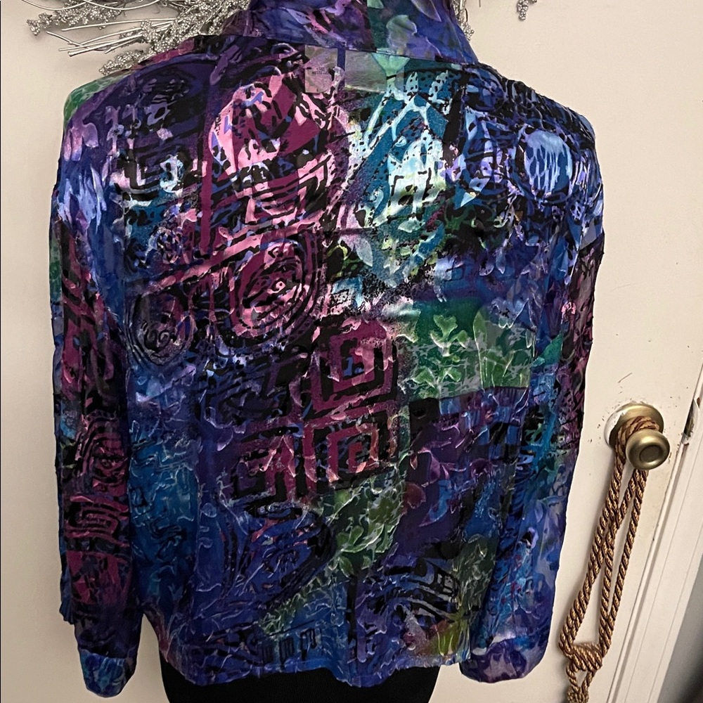 Chico's Vibrant Blue and Purple Blouse - Picture 6 of 8